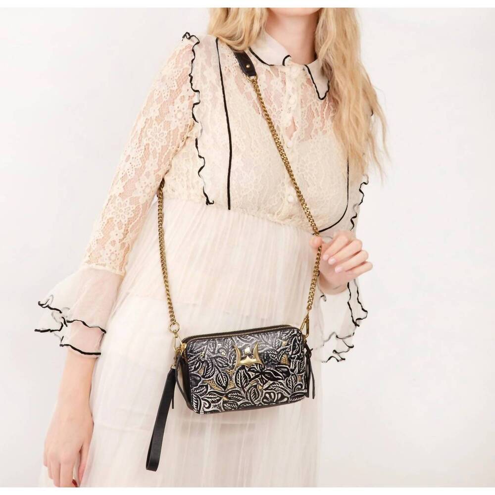 NEW LOYAL WEST shell mini purse in black floral leather - Picture 7 of 7